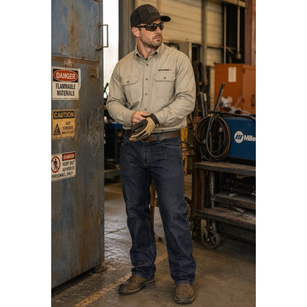 Wolverine FR Flame Resistant Jeans Men's 40x32 Dark Wash‎ Straight Leg Workwear